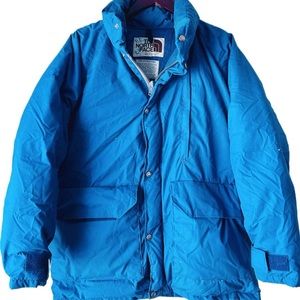 Vintage 70s The North Face Brown Label Gorp Goose Down Blue Puffer Jacket USA M